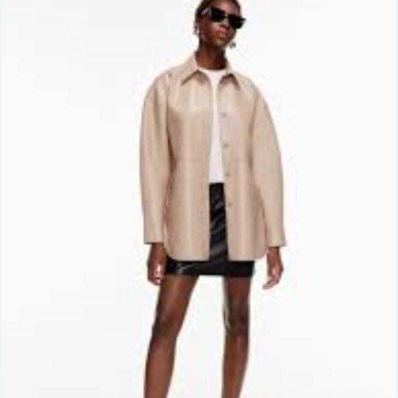 Babaton Tan Faux Pelli Leather Shirt Jacket - Picture 3 of 3